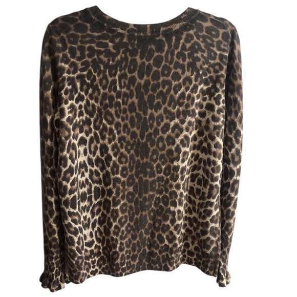 WOOL Banana Republic Leopard Print Fancy Cuff Sweater - Picture 5 of 6